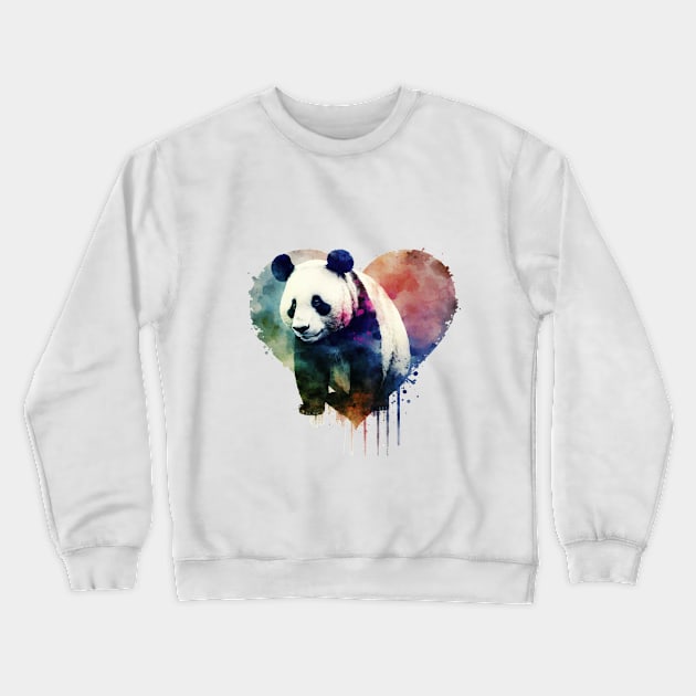 A nice Panda with big heart Crewneck Sweatshirt by KhaledAhmed6249